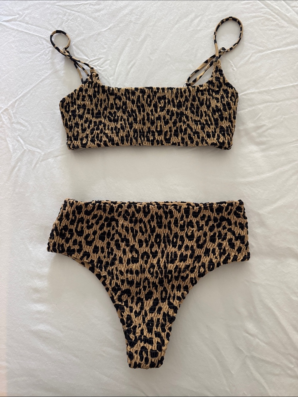 Aila blue free peopl smocked leopard bikini